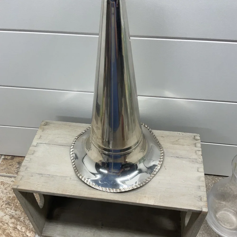 Vintage Silver Plated Trumpet Vase Scalloped Rim Rope Twist Base 12.5 Inch